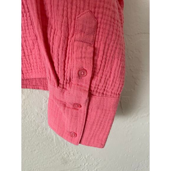 Banana Republic Gauzy Muslin Cotton Button Up Shirt‎ Beachy Coastal Oversized S - Picture 4 of 7